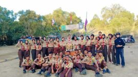 Taruna-taruni pramuka SMK Pelayaran Lintas Nusantara Kabupaten Barru.