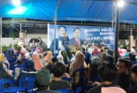 Suasana sosialisasi Ulfah - MHG di Sumpang Binangae, Barru, Selasa (17/9/2024) malam.