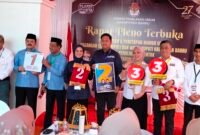 KPU Barru tetapkan nomor urut Paslon Pilkada Barru di kantor KPU Barru, Senin (23/9/2024)