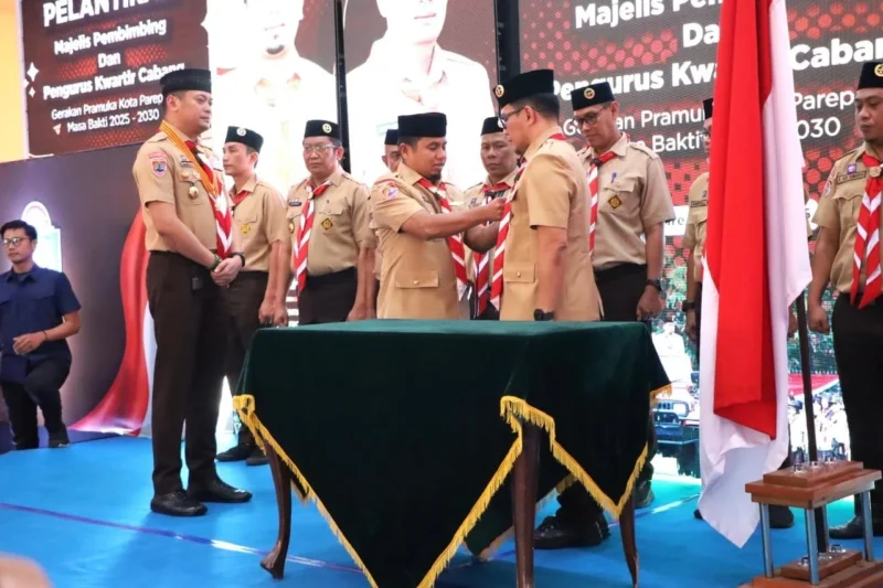 Wali Kota Parepare, Tasming Hamid hadiri pelantikan Majelis Pembimbing dan Pengurus Kwartir Cabang (Kwarcab) Gerakan Pramuka Kota Parepare Masa Bakti 2025–2030, Rabu (14/1/2026).