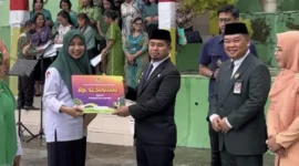Wali Kota Parepare, Tasming Hamid bertindak sebagai pembina upacara dalam peringatan Hari Amal Bhakti (HAB) ke-80 Kementerian Agama Republik Indonesia tingkat Kota Parepare di halaman Kantor Kementerian Agama Kota Parepare di Jl Jendral Sudirman, Kelurahan Cappa Galung, Kecamatan Bacukiki Barat, Kota Parepare, Sulsel, Jumat (3/1/2026). (Foto: ist).