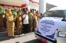 Wali Kota Parepare, Tasming Hamid, menghadiri pelepasan secara simbolis distribusi bantuan produk susu dari Kementerian Pemberdayaan Perempuan dan Perlindungan Anak (KemenPPPA) RI di Aula Asta Cita Rumah Jabatan Gubernur Sulsel, Kota Makassar, Senin (5/10/2026).
